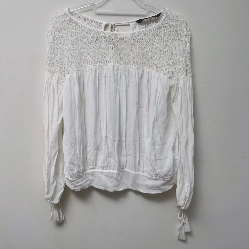 Zara Woman White Lace Blouse